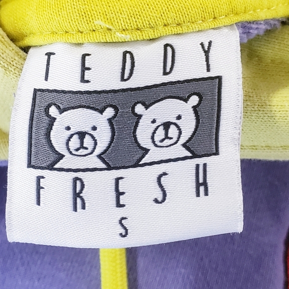 Teddy Fresh Colorblock Hoodie 2.0 Bear Pink Yellow Purple Pullover Size Small - Picture 12 of 13